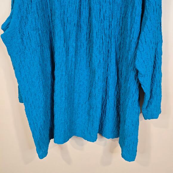 Women's Multiples Blue Gauze Lightweight Blouse | Plus Size 3X - Picture 7 of 9